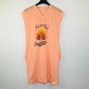 Reggae Sunsplash Women's *Large Tank Dress Orange Graphic Tunic VTG Flaw BF27
